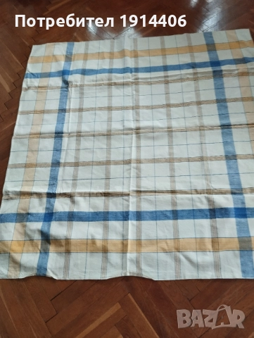 Покривка ленена, каре, лен - 100 %, жълто и синьо, 1.30 м./1.22.м., снимка 7 - Покривки за маси - 51870840