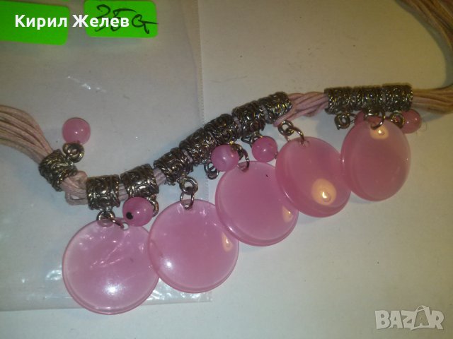 МОДНО ЛЯТНО РОЗОВО КОЛИЕ с ПОСРЕБРЕНИ ЕЛЕМЕНТИ 15164, снимка 2 - Колиета, медальони, синджири - 29825500