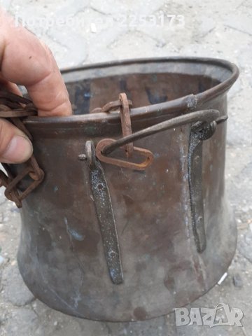 Медно менче за огнище със бронзови дръжки, снимка 3 - Декорация за дома - 38581328