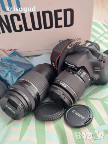 Цялостен комплект фотоапарат Canon EOS2000D / EF-S18-55mm EF 75-300mm, снимка 10 - Фотоапарати - 53073800