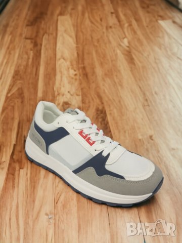 Мъжки маратонки в бяло, синьо и сиво код319, снимка 4 - Маратонки - 44342465