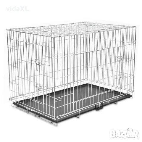 vidaXL Сгъваема метална кучешка клетка, размер XXL