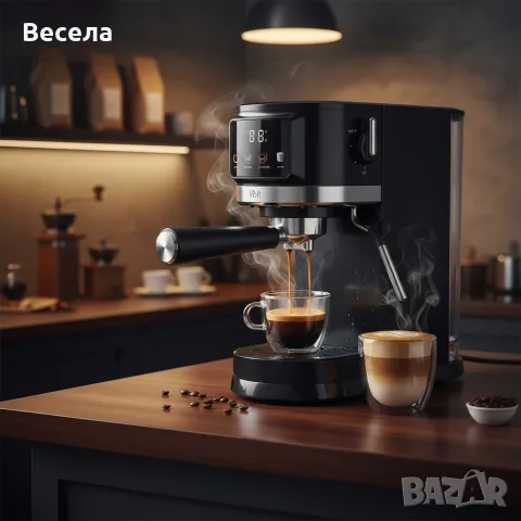Еспресо машина Oliver Voltz OV51171O, 1575 W, 20 бара, Крема диск, LED дисплей, снимка 2 - Други стоки за дома - 56007379