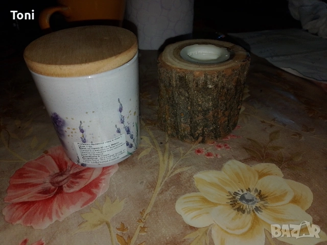 ароматизирана свещ,ароматна свещ в чаша Profissimo,дървен свещник 