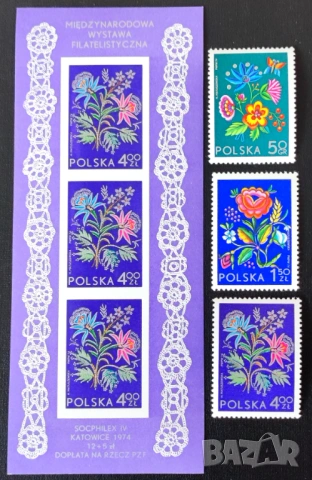 Полша, 1974 г. - лот марки на тема изкуство, архитектура, кораби, шах, футбол, личности, растения, снимка 3 - Филателия - 53225304