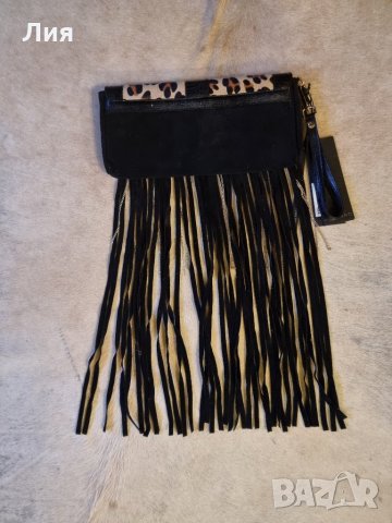 Голям дамски клъч с ресни естествена кожа MANGANO, снимка 2 - Чанти - 35191541