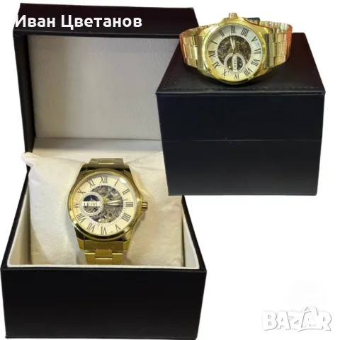 Елегантен и прецизен мъжки златист часовник LEIYI