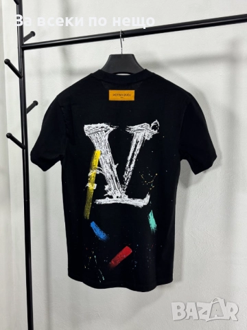 Louis Vuitton Мъжка Черна Тениска👕Мъжка Блуза С Къс Ръкав В Черен Цвят Код V.B.54