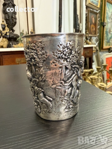 Автентична сребърна чаша - Рококо. №7995, снимка 5 - Антикварни и старинни предмети - 53945630