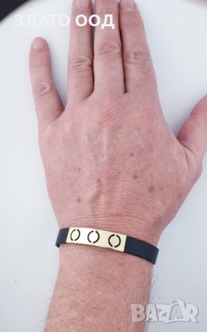 Златни - 14К гривни гривни със кожа и силикон, снимка 4 - Гривни - 8214934