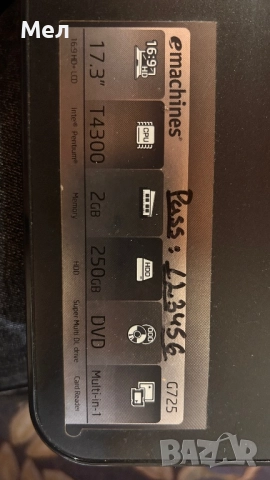 Лаптоп Acer G725 с Windows 7, снимка 3 - Лаптопи за дома - 52739459