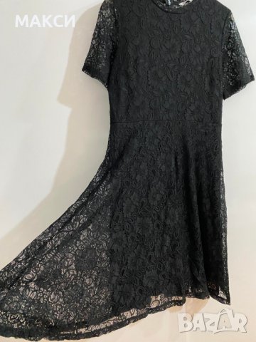 Черна елегантна еластична дантелена рокля с фина подплата , снимка 4 - Рокли - 37341208