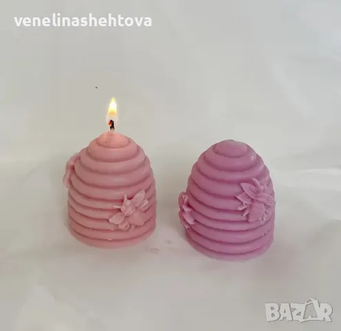 3D пчелна пита с пчеличка Силиконов молд форма за свещи гипс сапун , снимка 3 - Форми - 48430350