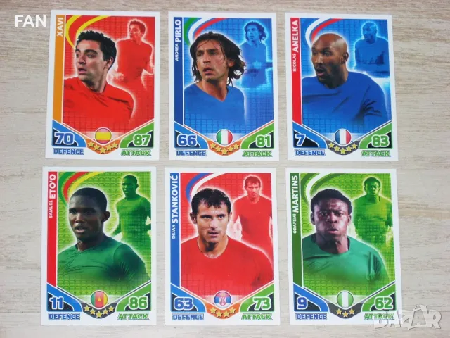 Комплект от 50 бр. футболни карти MATCH ATTAX на TOPPS от Световното първенство по футбол в ЮАР 2010, снимка 2 - Фен артикули - 39392000