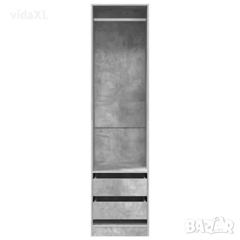 vidaXL Гардероб с чекмеджета бетонно сив 50x50x200 см инженерно дърво, снимка 4 - Гардероби - 56147676