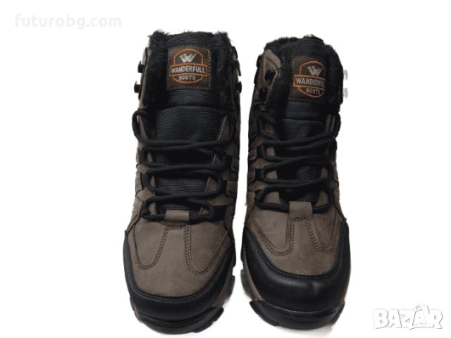 Кафяви водоустоичиви боти за зимата с черен акцент, снимка 4 - Мъжки боти - 38645231