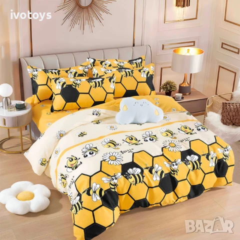 Двулицево спално бельо с ластик, 6 части - Модел WS17319, снимка 1