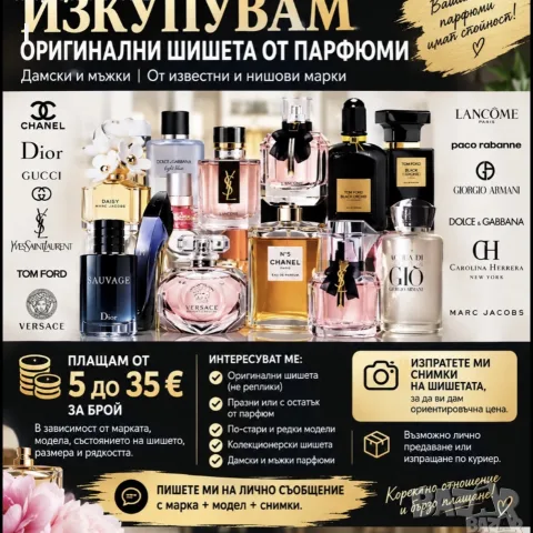 Изкупувам празни шишета от парфюми