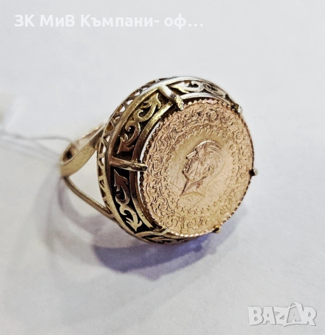 Златен пръстен с монета 7.18гр 1:07055-25, снимка 2 - Пръстени - 54001170