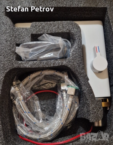 Бял смесител за мивка, със сензори на батерии, снимка 4 - Смесители - 52765045