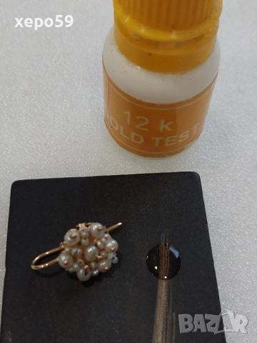 Автентични златни обеци с инкрустирани перли/злато 12 карата, снимка 5 - Обеци - 52865344