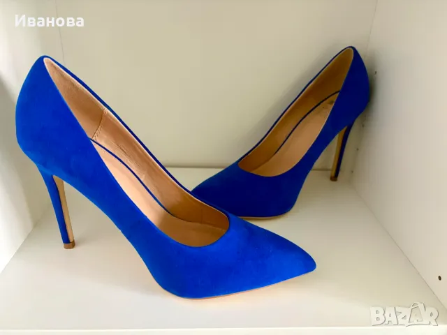 Елегантни сини токчета. Обувки в син цвят, снимка 4 - Дамски елегантни обувки - 50140237