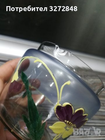 Стъклена захарница/рисувана/, снимка 6 - Аксесоари за кухня - 42065355
