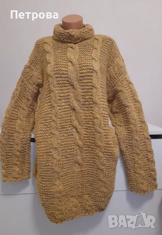 Ръчно плетен дебел пуловер, снимка 11 - Блузи с дълъг ръкав и пуловери - 48695286