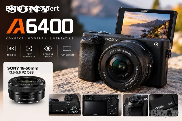 Sony A6400 + Sony 16-50mm OSS | Перфектно състояние | Закупен 08/2026 + подарък 