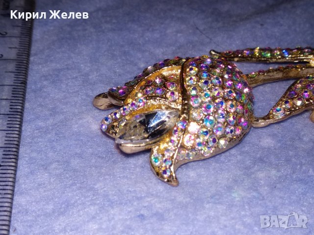 ПОЗЛАТЕНА ФЛОРАЛНА АР НУВО СТИЛ КРИСТАЛНА БРОНЗОВА БРОШКА ЦВЕТЕ / ЛИПСВА й ИГЛАТА! 37035, снимка 5 - Други - 39934790