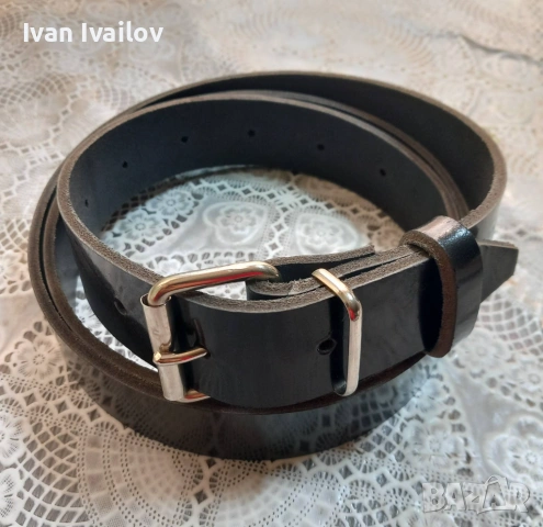 Луксозен МАКСИ мъжки колан – Черен Лак – ЕСТЕСТВЕНА КОЖА (145 см), снимка 4 - Колани - 54123833