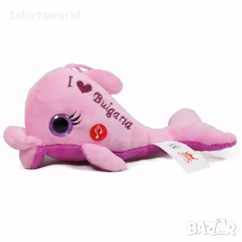 Нов плюшен делфин „I love Bulgaria“ в розов цвят със звук