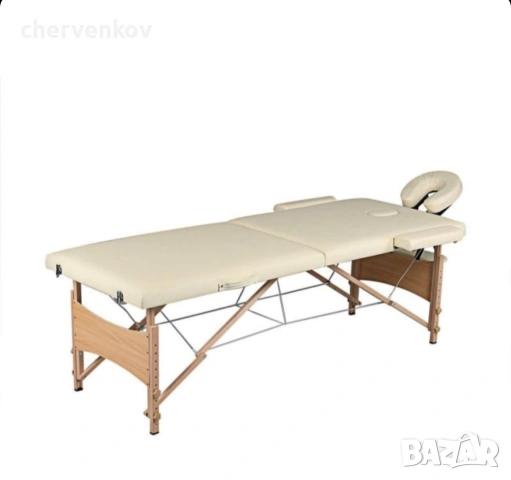 Двусекторна дървена козметична масажна кушетка - бял и черен цвят