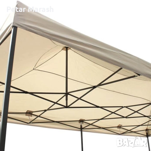 Луксозна шатра KraftWorld 3×4.5 м – премиум бежово платнище, сгъваема конструкция, снимка 4 - Градински мебели, декорация  - 51465182