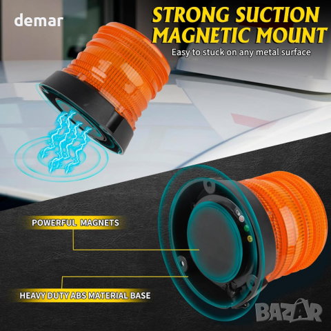 JMEST LEAD Кехлибарена LED мигаща предупредителна лампа, 24 LED, 17 режима, снимка 6 - Аксесоари и консумативи - 44641787