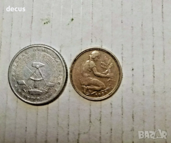 Лот от две монети немски пфениг - от 1950 и 1958г, снимка 3 - Нумизматика и бонистика - 51463872