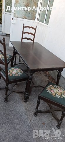 Маса с 4 стола - Дърво, снимка 3 - Маси - 42462201