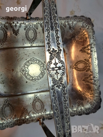 Стара английска посребрена фруктиера поднос 28/4, снимка 6 - Антикварни и старинни предмети - 51942237