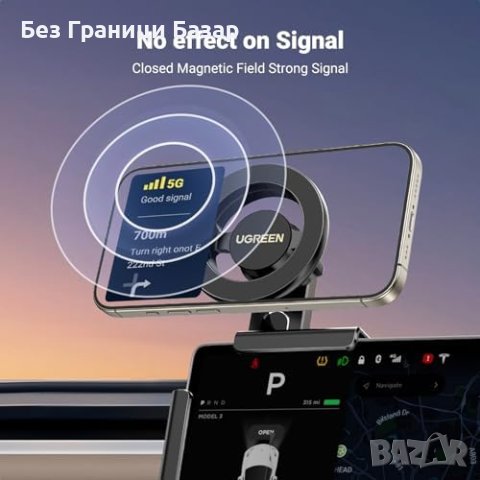 Нов MagSafe Ротационен Държач за Tesla Model 3/Y - Мощен Магнит Стойка кола UGREEN , снимка 5 - Селфи стикове, аксесоари - 44248102