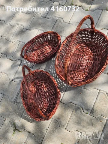 Плетена бяла и кафява  овална кошница, кошници за декорация,  подаръчни кошници, снимка 8 - Други - 46900030