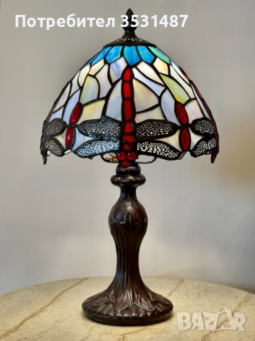 Настолна витражна лампа "Водно конче", снимка 1 - Настолни лампи - 39418647