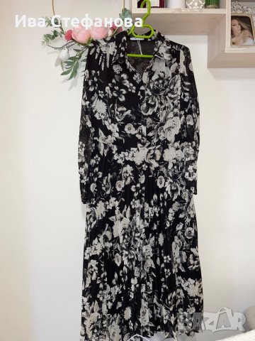 Нова стилна черна бяла разкошна феерична елегантна плисирана плисе рокля Reserved , снимка 4 - Поли - 42179190