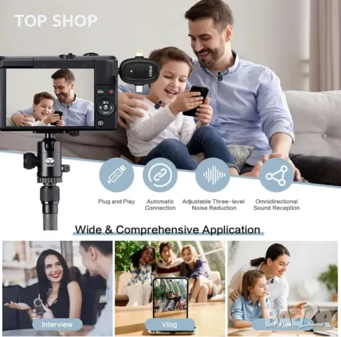 Мини безжичен петличен микрофон OSA за камера и компютър, време за работа до 9 часа, снимка 3 - Микрофони - 49500338