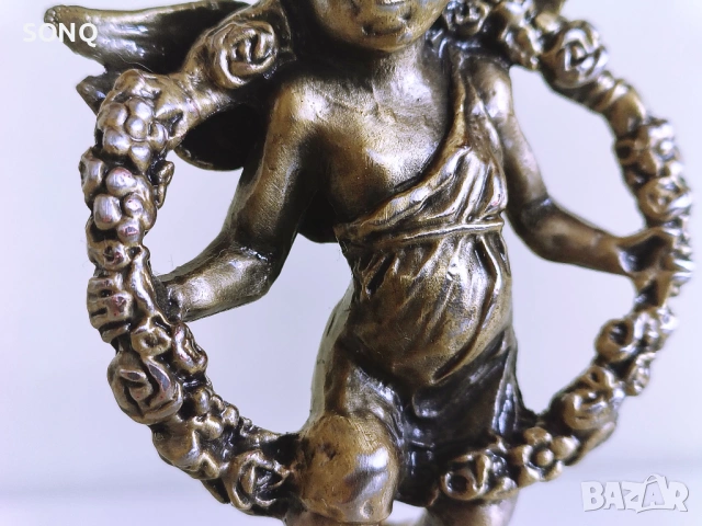 Страхотна Стара Колекционерска Бронзова Фигура Ангел-Херувим, снимка 3 - Колекции - 53354355