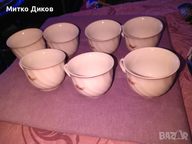 Чаши за кафе чай Китка Нови Пазар нови 7броя 200млл Н-67мм и фи 88мм, снимка 2 - Чаши - 52458193