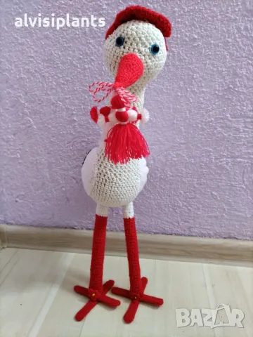 Щъркел играчка ръчна изработка 42 см , снимка 3 - Декорация за дома - 48809858