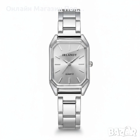 Дамски кварцов часовник IRLANDY – правоъгълен корпус, стоманена верижка, сребрист или златист, снимка 9 - Дамски - 52349028