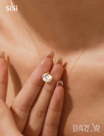 Кристал на силиконова нишка с позлатена закопчалка+кутийка, снимка 4 - Колиета, медальони, синджири - 49259719