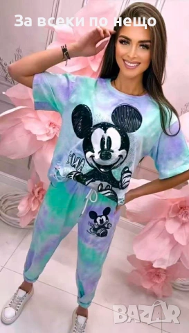 Mickey Mouse Дамски Спортен Комплект Тениска И Долнище🔝Дамски Спортен Екип Мики Маус Код A1345, снимка 8 - Спортни дрехи, екипи - 53931758