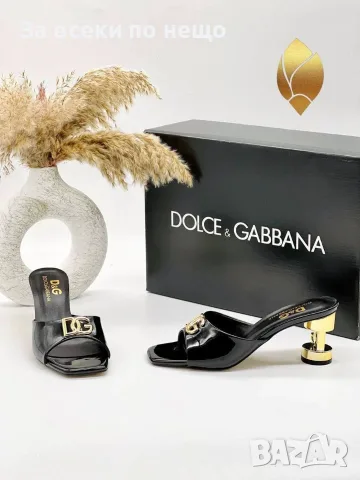 Dolce&Gabbana Дамски Чехли С Метален Дебел Ток Долче И Габана - Различни Цветове Код SEM-541, снимка 2 - Чехли - 55874505